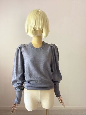 Etoile Isabel Marant Gray Puff-Sleeve Crewneck Sweater SZ 4/36